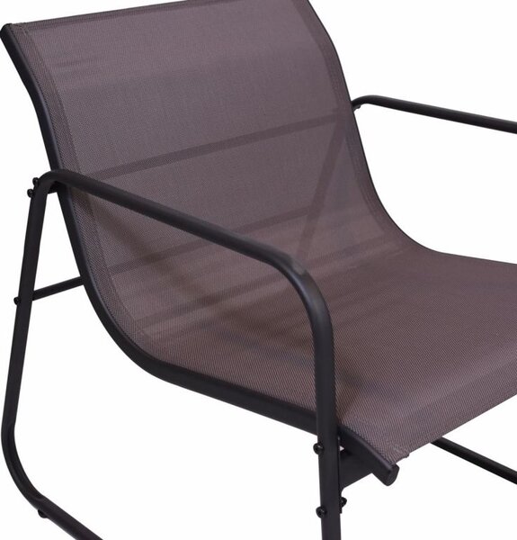 Záhradný relaxačný set stôl a 2 kreslá, oceľ, šedá