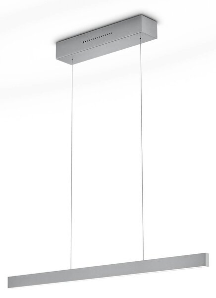 Knapstein LED závesné svietidlo LINDA-72, niklová, dĺžka 72 cm, ovládanie gestami, Hliník / sivá / zinok, Obývacia izba / jedáleň, kov, Moderný, Závesné svietidlo