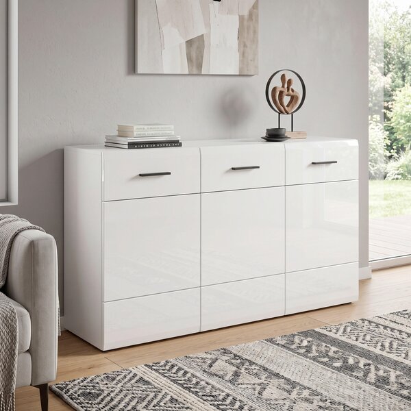 ŠIROKÁ KOMODA, antracitová, biela, 150/84,6/42 cm Hom`in - Komody