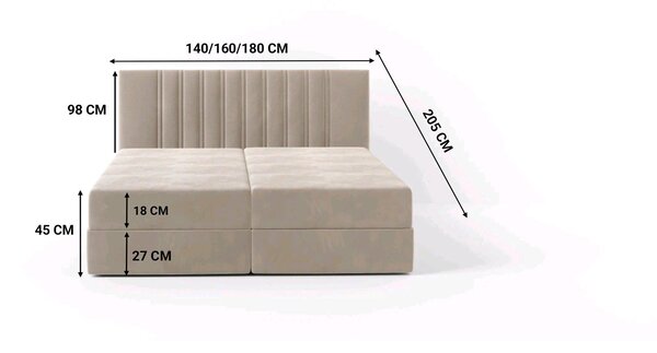 Americká posteľ 140x200 TORINA 1 - čierna