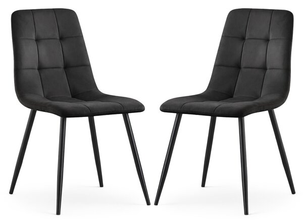 Set 2x prešívaná jedálenská stolička NIROLIA - čierna / čierna