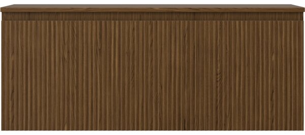 Mexen Rivel, kúpeľňová skrinka 120 cm s hornou časťou, 1 zásuvka, drážkovaná, orech, 91A20-12047-1-BFC86