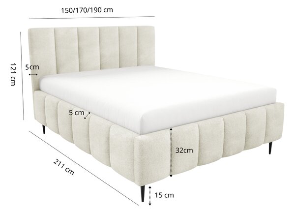 Manželská čalúnená posteľ 180x200 SERAFINA LEG - svetlo béžová