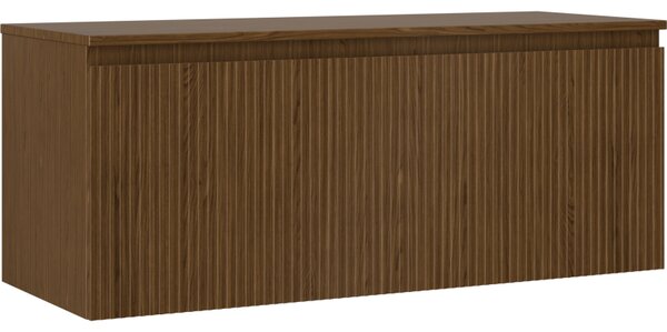 Mexen Rivel, kúpeľňová skrinka 120 cm s hornou časťou, 1 zásuvka, drážkovaná, orech, 91A20-12047-1-BFC86