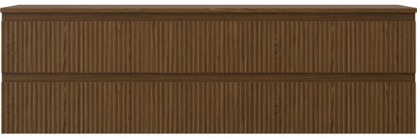 Mexen Rivel, kúpeľňová skrinka 160 cm s hornou časťou, 2 zásuvky, drážkovaná, orech, 91A20-16047-2-BFFC86