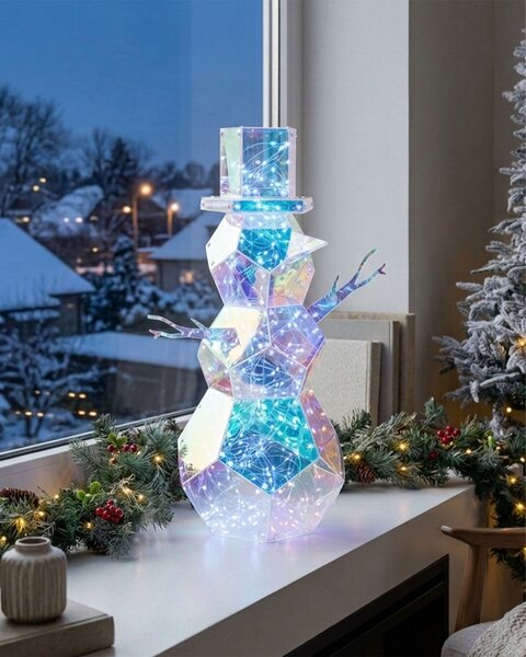 LED dekorácia viacfarebná PET 30 x 19 x 43 cm nepravidelný tvar snehuliak vianočné ozdoby s LED svetlami moderný štýl doplnky