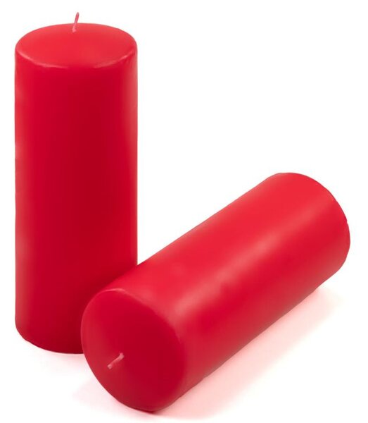 Sada stĺpových sviečok, 20 cm, Ø 7,5 cm, červená, 4 ks
