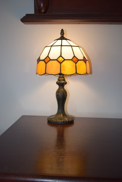 Tiffany stolná lampa Renesancia 102 Huizhou Oufu Lighting v.36xš.20,sklo/kov,40W