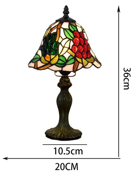 Tiffany stolná lampa Bell 101 - Huizhou Oufu Lighting v.36xš.20,sklo/kov,40W