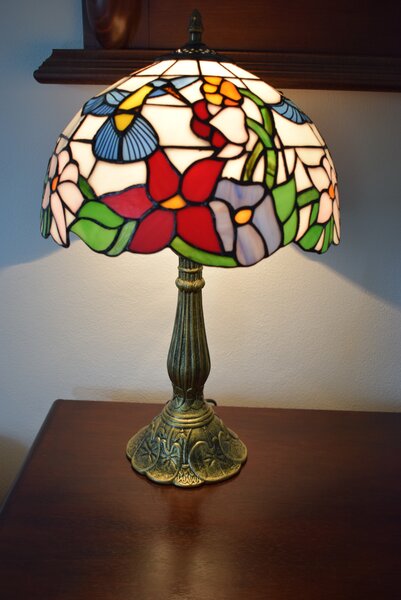 Tiffany stolná lampa Humming 206 - Huizhou Oufu Lighting v.48xš.30, sklo/kov,40W