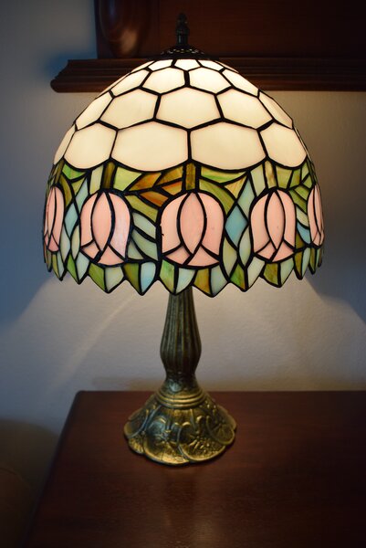 Tiffany stolná lampa Tulips203- Huizhou Oufu Lighting v.48xš.30, sklo/kov, 40W