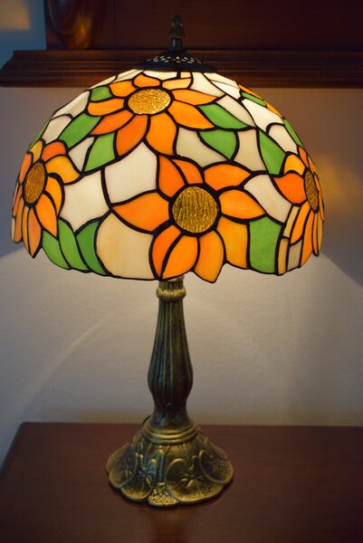 Tiffany stolná lampa Orange 205- Huizhou Oufu Lighting v.48xš.30,sklo/kov,40W