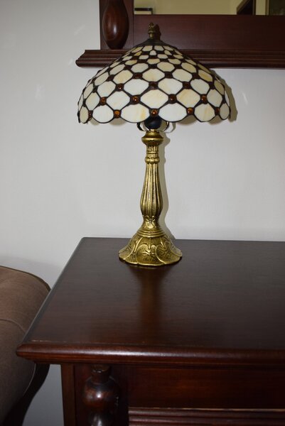 Tiffany stolná lampa Stonenet 201 Huizhou Oufu Lighting v.48xš.30, sklo/kov,40W