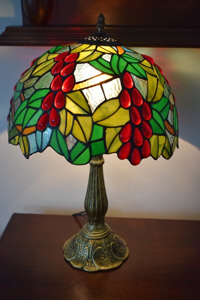 Tiffany stolná lampa Grapes 209- Huizhou Oufu Lighting v.48xš.30, sklo/kov,40W
