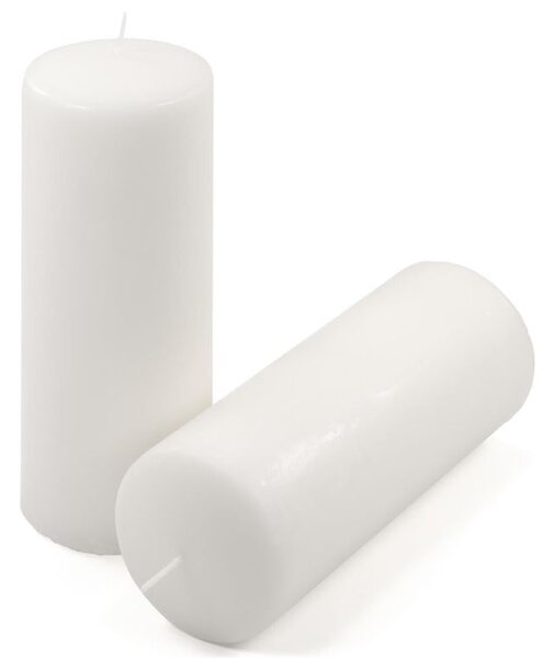 Sada stĺpových sviečok, 20 cm, Ø 7,5 cm, biela, 2 ks
