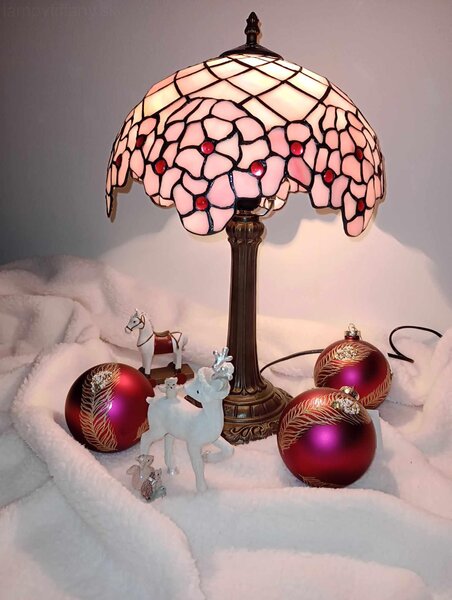 Lampy Tiffany Tiffany stolná lampa Pink Garden218 - Huizhou Oufu v.48xš.30, sklo/kov, 40W