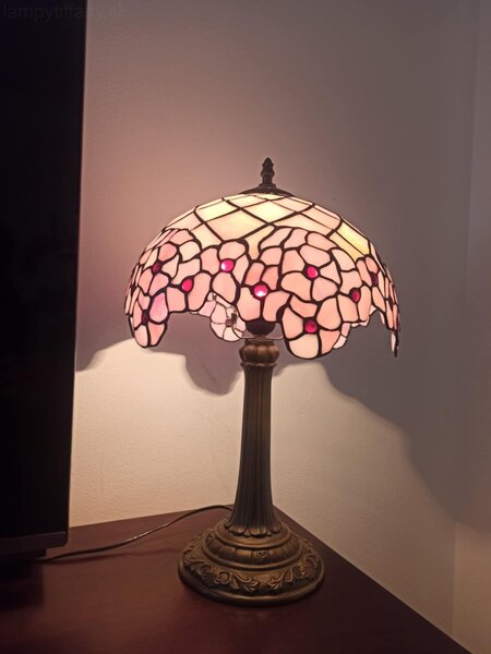 Lampy Tiffany Tiffany stolná lampa Pink Garden218 - Huizhou Oufu v.48xš.30, sklo/kov, 40W