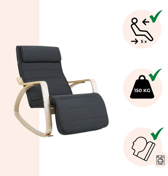 Hojdacie kreslo, leňoška SWING nosnosť 150kg, 67x115x91cm, antracitová Jurhan