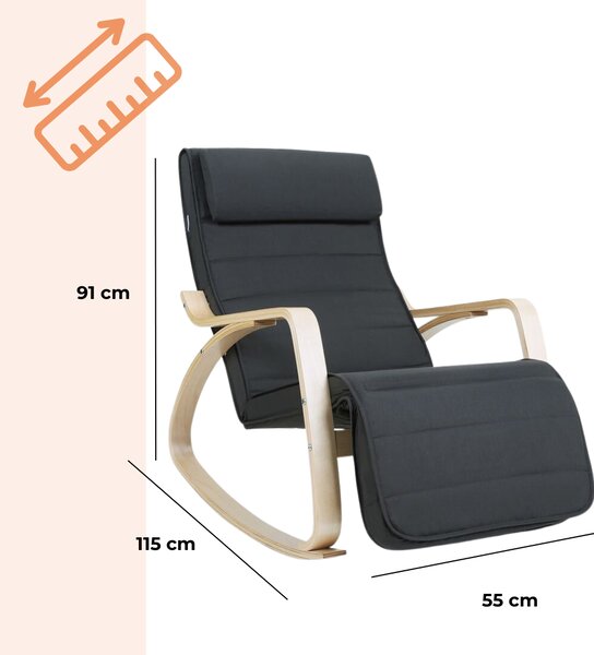 Hojdacie kreslo, leňoška SWING nosnosť 150kg, 67x115x91cm, antracitová Jurhan