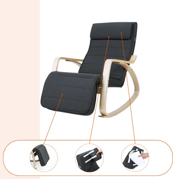 Hojdacie kreslo, leňoška SWING nosnosť 150kg, 67x115x91cm, antracitová Jurhan