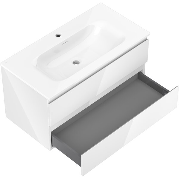 Mexen Orio, kúpeľňová skrinka 90 cm s umývadlom Vela, 2 zásuvky, biela lesklá, 91A10-09047-2-BFF00-W23M00