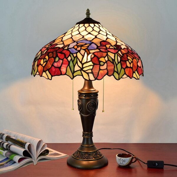 Lampy Tiffany Tiffany stolná lampa Rose 304 - Huizhou Oufu Lightin v.58xš.40,sklo/kov,40W