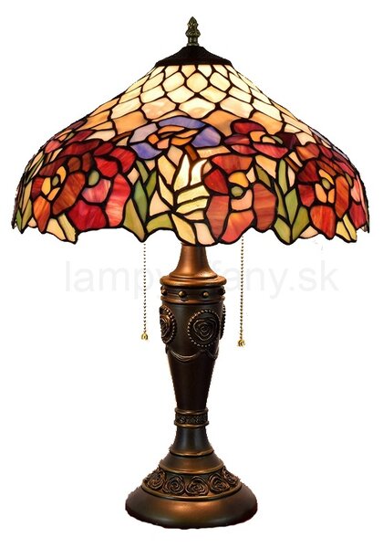 Lampy Tiffany Tiffany stolná lampa Rose 304 - Huizhou Oufu Lightin v.58xš.40,sklo/kov,40W