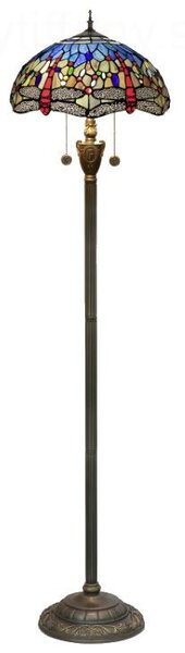 Tiffany stojaca lampa Dragonfly blue 401 HuizhouOufuLighting v163xš40,sklo/kov,40W