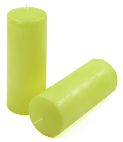 Sada stĺpových sviečok, 20 cm, Ø 7,5 cm, svetlozelená, 4 ks