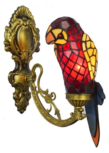 Tiffany nástenná lampa Parrot 504 HuizhouOufuLighting v34xš9,5xh25,sklo/kov,40W