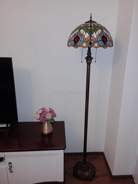 Tiffany stojaca lampa Romantic 404 HuizhouOufuLighting v162xš40,sklo/kov,40W