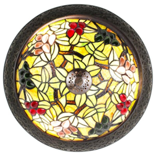 Tiffany stropné svietidlo Grape 604 - Clayre&Eef v.20xš.38,sklo/kov,25W