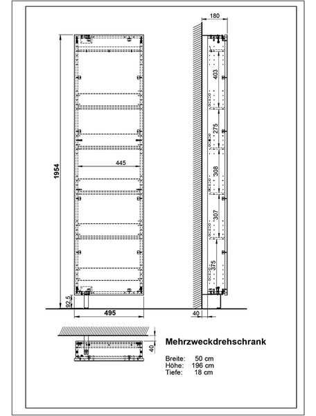 Antracitová predsieňová skrinka 50x195x18 cm Rotary – Germania