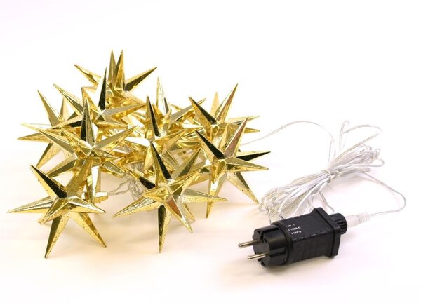 Svetelná LED reťaz, 10 LED, hviezdy, 12 cm, teplá biela