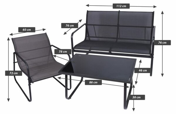 Záhradný set Astoria,4dielny set s oceľovou konštrukciou