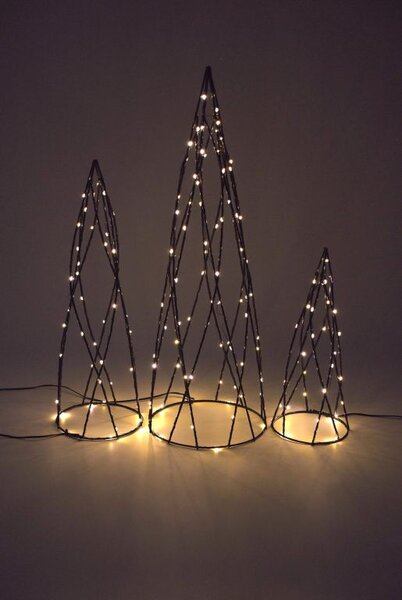 Sada kovových pyramíd, 154 LED diód, teplá biela