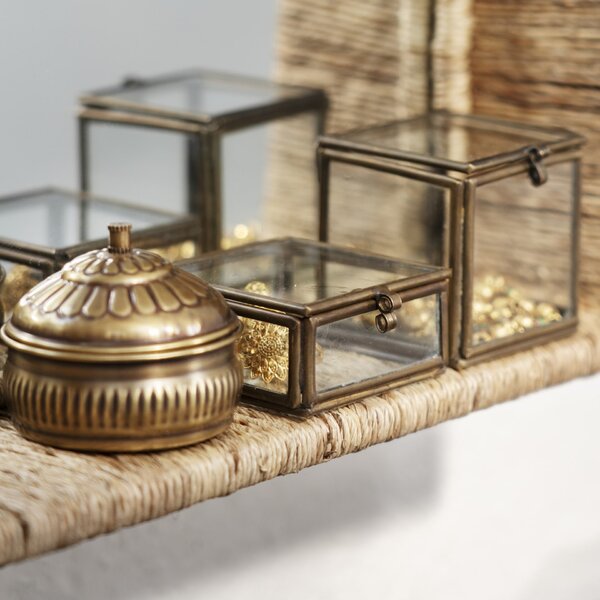 Sklenený úložný box Aged Brass Mini