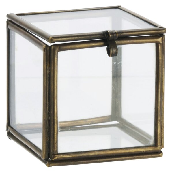 Sklenený úložný box Aged Brass Square