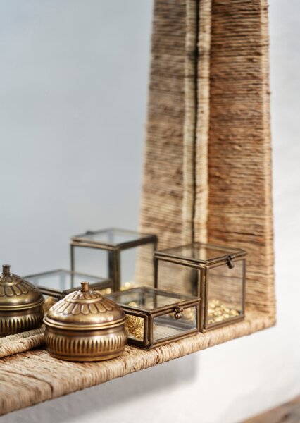 Sklenený úložný box Aged Brass Mini