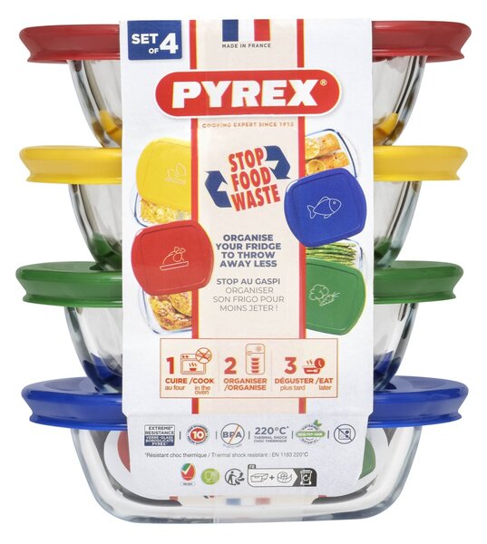 Sada sklenených dóz s viečkom PYREX 4x300ml