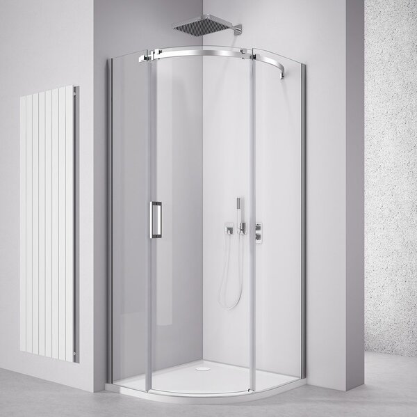 Polysan Polysan, THRON SQUARE štvrťkruhová sprchová zástena 900x900mm, číre sklo, pravá, TL2690R-5002