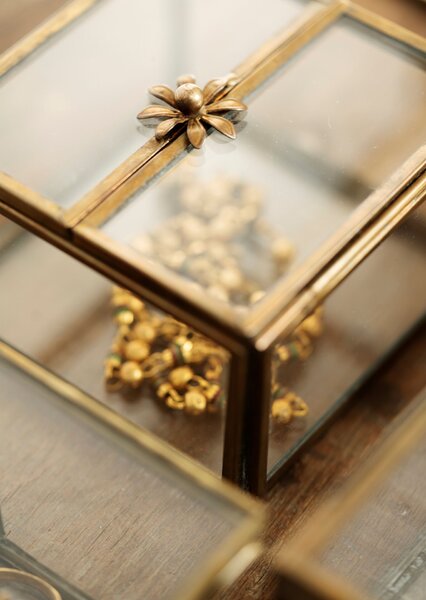 Úložný box Aged Brass Flower – set 2 ks