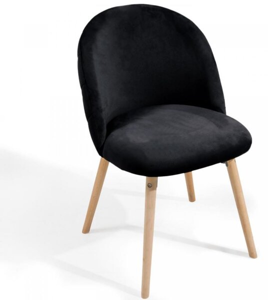 MIADOMODO Sada jedálenských stoličiek zamatové, čierna, 6 ks