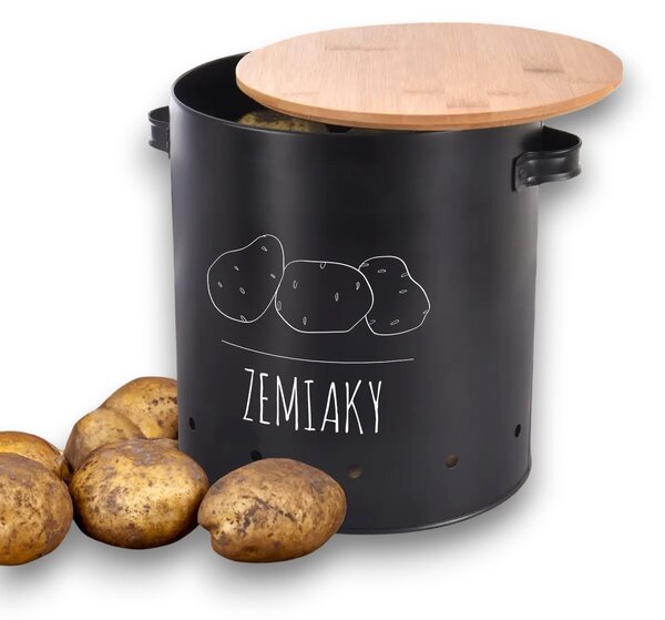 Orion Dóza na zemiaky, plech/bambus pr. 22,5 cm, BLACK SK