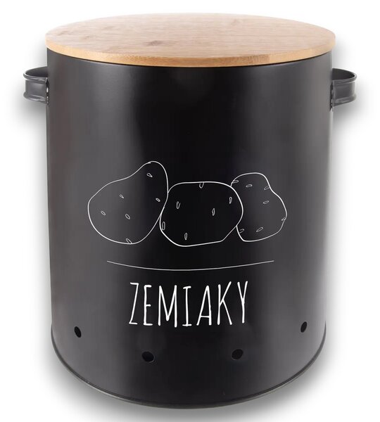 Orion Dóza na zemiaky, plech/bambus pr. 22,5 cm, BLACK SK