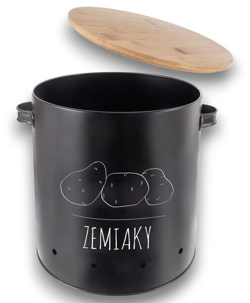 Orion Dóza na zemiaky, plech/bambus pr. 22,5 cm, BLACK SK