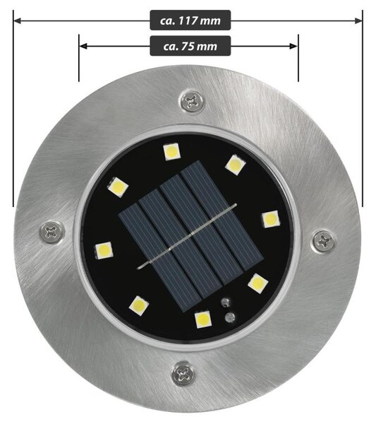 Solárne záhradné vstavané svietidlo Garth s 8 LED diódami