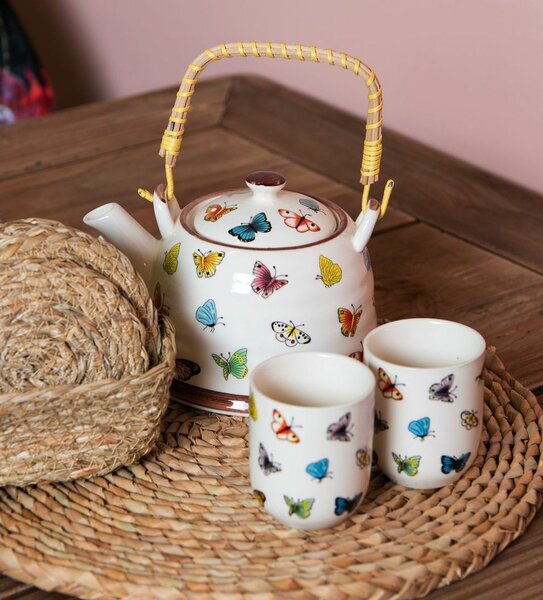 Kanvička so sitkom motýliky - Ø 14*14 cm / 0,7L - Clayre & Eef