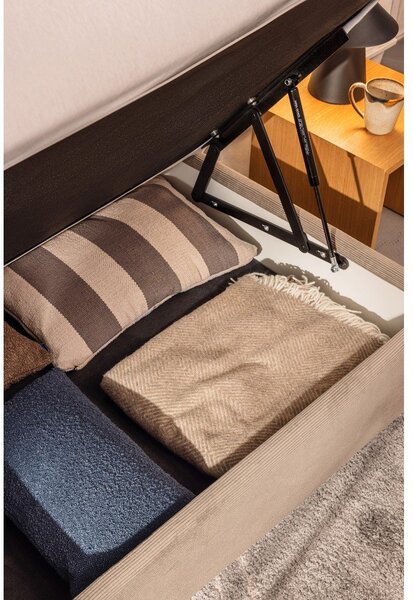 Sivá čalúnená jednolôžková posteľ s úložným priestorom s matracom 90x200 cm Avela – Selection
