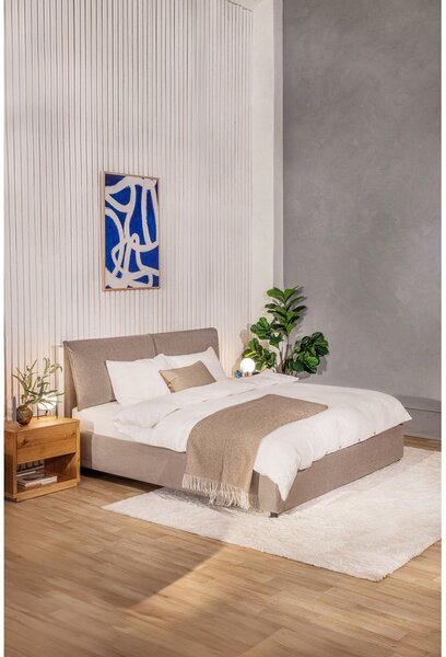 Čalúnená dvojlôžková posteľ taupe s úložným priestorom s roštom 160x200 cm Thessa Pillow – Selection